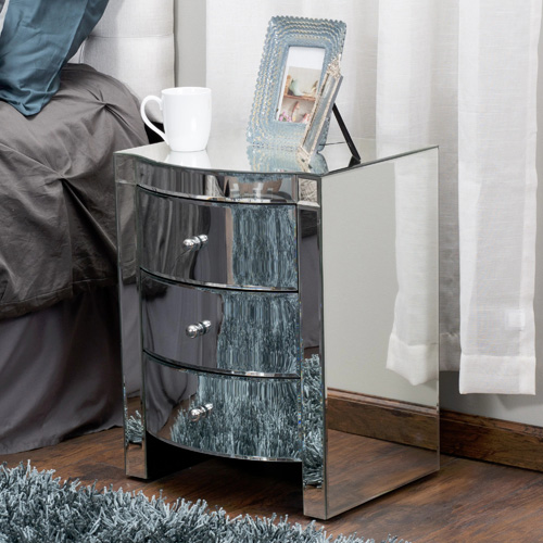 Curved Mirrored Bedside- CBFN74