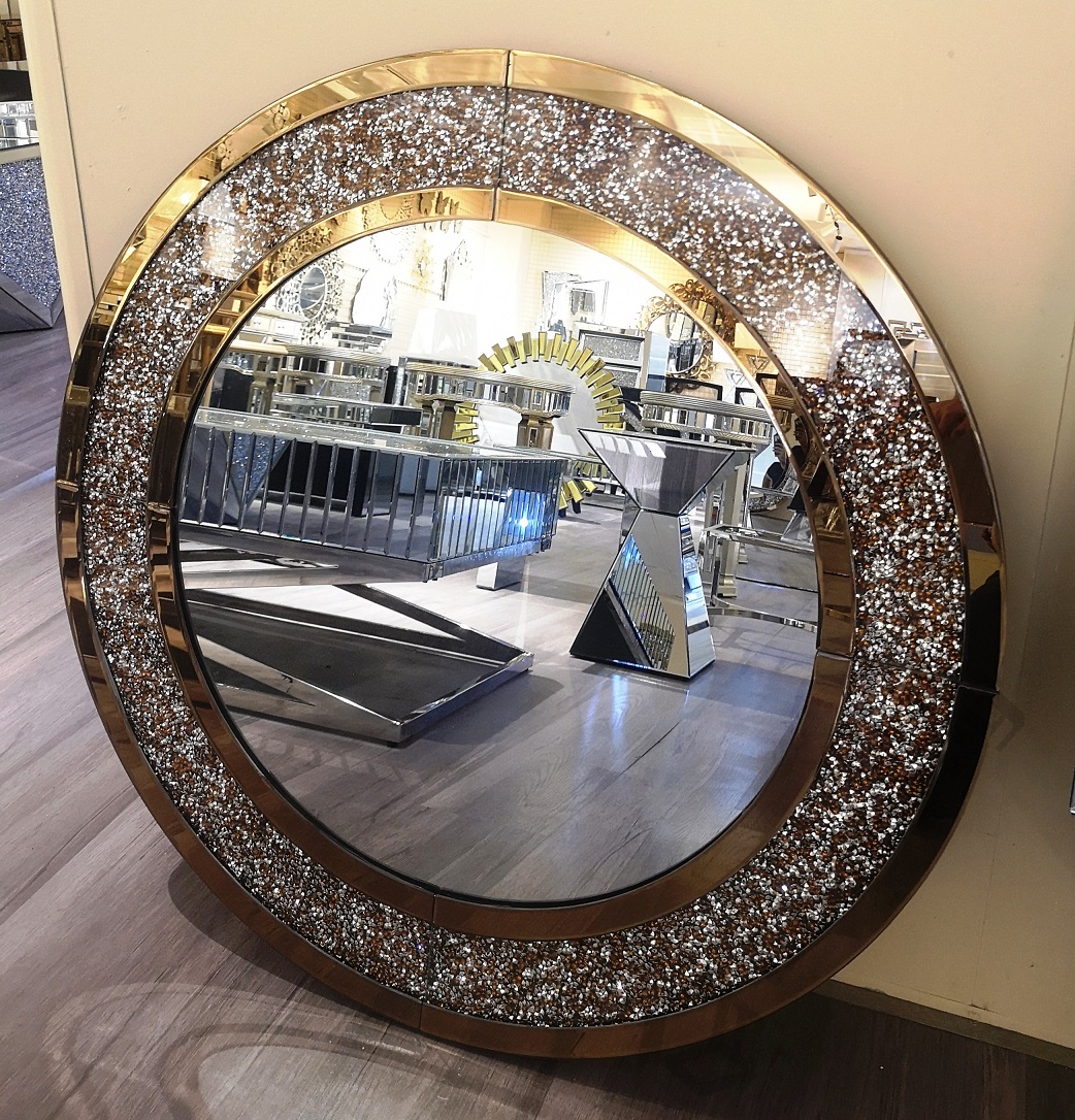 Factory Wholesale Modern Home Crushed Diamond Wall Mirror