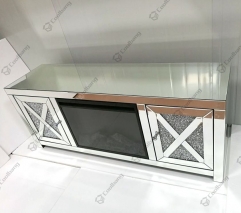 Living Room Crushed Diamond TV Stand with Fireplace