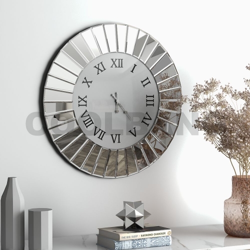 New Design Elegant Mirrored Roman Numeral Wall Clock