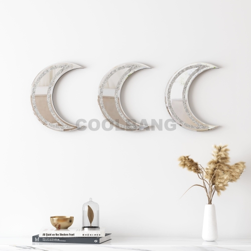 Curved moon Shape Modern Sliver Mirror Decorative Combination Wall Art