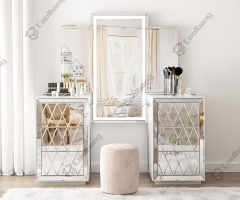 Hot Sale Luxury Modern Vanity Simple Bedroom Furniture Dresser Mirrored Dressing Table With Stool